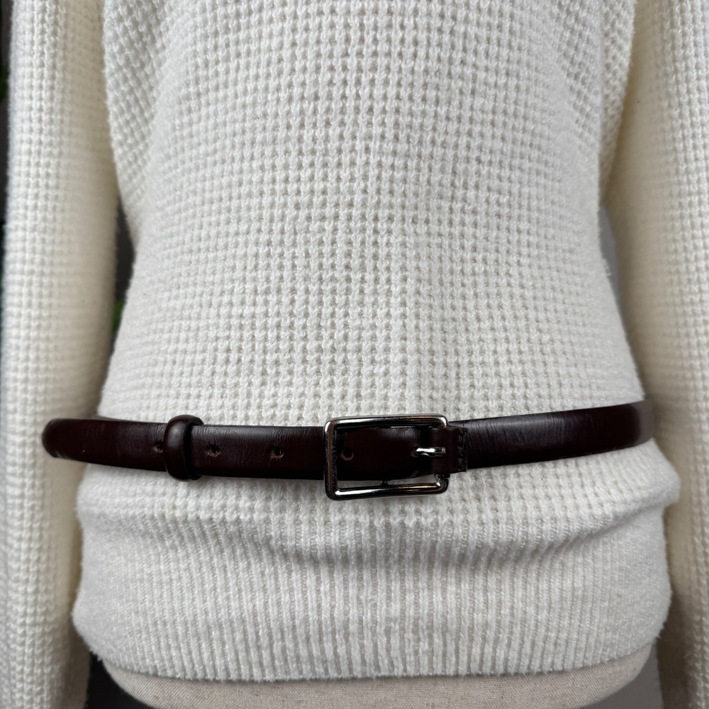 Vintage Old Money Preppy Genuine Italian Leather J.Crew Belt Womens L Dark Brown